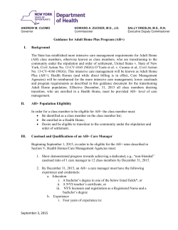 Adult Home Plus Policy and Procedure Guidance