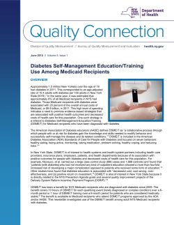 Diabetes Self-Management Education/Training Use Among Medicaid Recipients