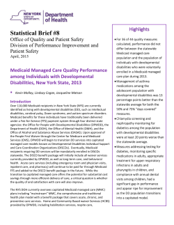 Medicaid Managed Care Quality Performance among Individuals with Developmental Disabilities, New York State, 2013