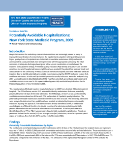 Potentially Avoidable Hospitalizations: New York State Medicaid Program, 2009