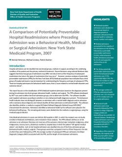 A Comparison of Potentially Preventable Hospital Readmissions where Preceding Admission was a Behavioral Health, Medical or Surgical Admission
