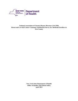 National Association of Chronic Disease Directors (NACDD) Breast and Cervical Cancer Consumer Satisfaction Survey for Medicaid Enrollees in Erie County