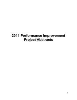 2011 Performance Improvement Project Abstracts
