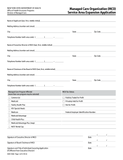 Managed Care Organiztion (MCO) Service Area Expansion Aplpication (DOH-5040)
