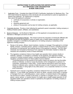 NYS MCO Certification Application - Medicare Only