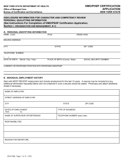 Disclosure Information for Character and Competency Review (DOH 793B)