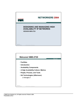 Deploying and Managing High Availability Networks