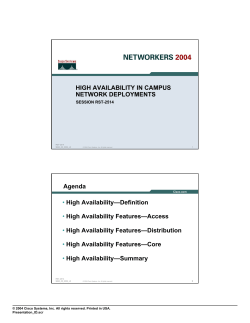 High Availability in Campus Network Deployments