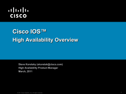 Cisco IOS High Availability Overview Presentation