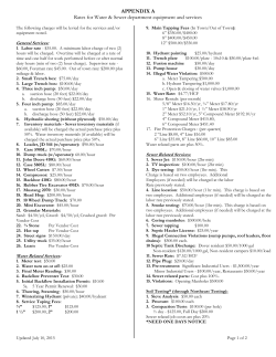 Appendix A &ndash; Rates for Water Sewer Department Equipment Services