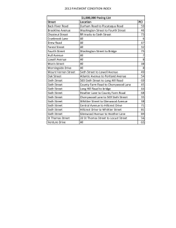 2013 Planned Pavement Management Activity