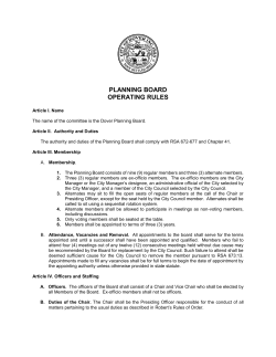 Planning Board Bylaws, Adopted January 12, 2016