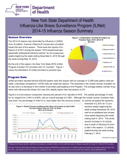 Influenza-Like Illness Surveillance Program (ILINet) 2014-15 Influenza Season Summary