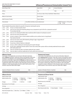 Influenza/Pneumococcal Immunization Consent Form
