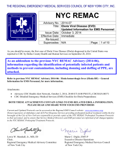 NYC REMAC Ebola Viral Disease (EVD) Updated Information for EMS Personnel