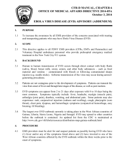 FDNY Ebola Virus Disease (EVD) Advisory (Addendum)