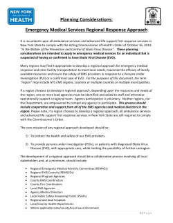 Planning Considerations: Emergency Medical Services Regional Response Approach