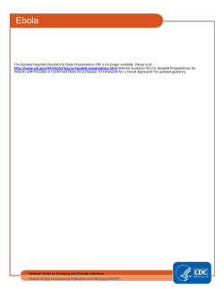 CDC/ASPR Detailed Hospital Checklist for Ebola Preparedness