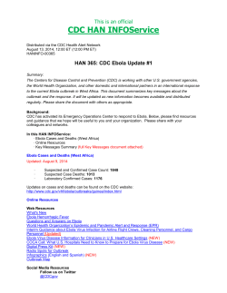 CDC Health Advisory Network (HAN) 365: CDC Ebola Update #1