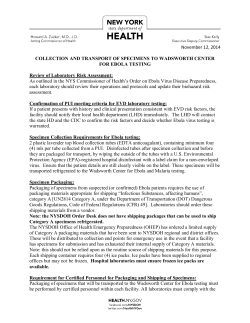 Collection and Transport of Specimens to Wadsworth Center for Ebola Testing