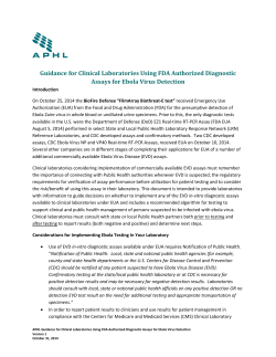 Guidance for Clinical Laboratories Using FDA Authorized Diagnostic Assays for Ebola Virus Detection