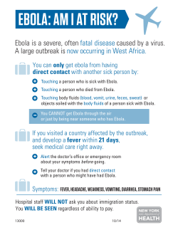 Ebola: Am I At Risk? Palm Card