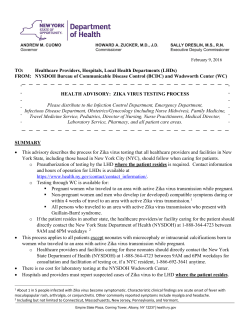 Health Advisory: Zika Virus Testing Process - February 9, 2016