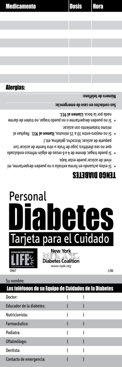 Personal Diabetes Care Card (Spanish)