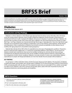 Diabetes, NYS Adults, 2011, BRFSS Brief 1306
