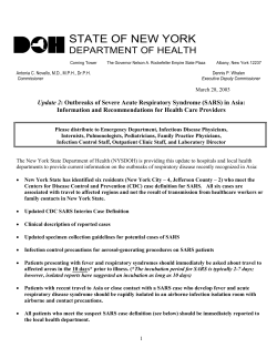 Update #2: Outbreaks of Severe Acute Respiratory Syndrome (SARS) in Asia: Information and Recommendations for Health Care Providers