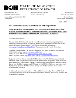 Laboratory Safety Guidelines for SARS Specimens
