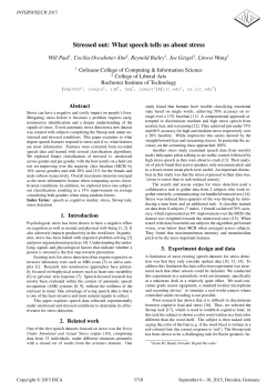 Stressed out: What speech tells us about stress