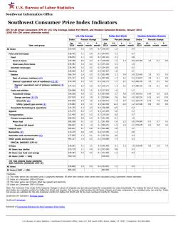 Southwest Consumer Price Index Indicators &ndash; January 2014