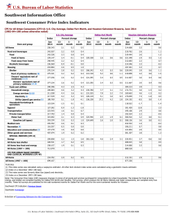 Southwest Consumer Price Index Indicators &ndash; June 2014