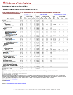 Southwest Consumer Price Index Indicators &ndash; September 2014