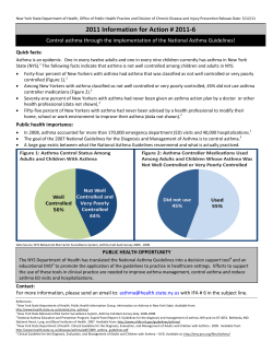 IFA # 2011-6: Control Asthma Through the Implementation of the National Asthma Guidelines!