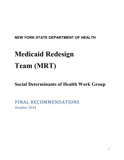 MRT Social Determinants of Health Work Group Final Recommendations October 2014