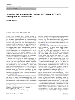 Achieving and Advancing the Goals of the National HIV/AIDS Strategy for the United States
