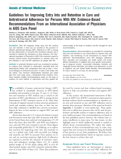 Guidelines for Improving Entry Into and Retention in Care: Annals of Internal Medicine