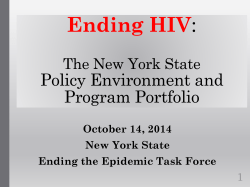 Ending HIV: The New York State Policy Environment and Program Portfolio