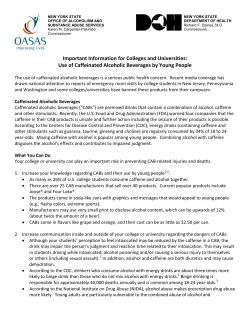 Important Information for Colleges and Universities: Use of Caffeinated Alcoholic Beverages by Young People