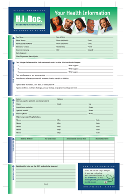 H.I. Doc. (Health Information Document) - Pocket Card for Children and Youth with Special Health Care Needs"