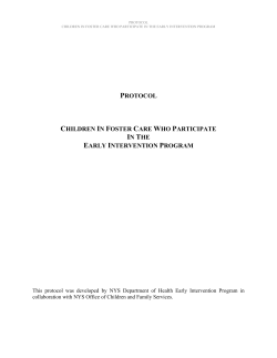 Protocol on Children in Foster Care Who Participate in the Early Intervention Program