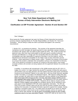 Clarification Questions and Answers on EIP Provider Agreement - Sections III XIV