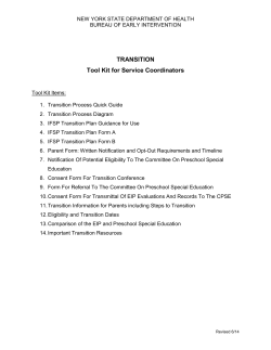 Transition Tool Kit for Service Coordinators
