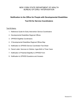 Notification to the Office for People with Developmental Disabilities (OPWDD) Toolkit for Service Coordinators