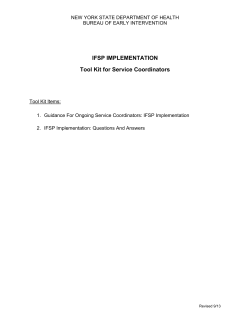 Individualized Family Service Plan (IFSP) Implementation Tool Kit for Service Coordinators