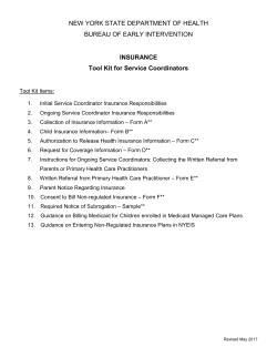 Insurance Tool Kit for Service Coordinators