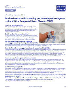 Pulsiossimetria nello screening per la cardiopatia congenita critica (Critical Congenital Heart Disease, CCHD)