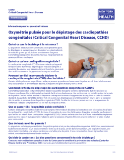 Oxym trie puls e pour le d pistage des cardiopathies cong nitales (Critical Congenital Heart Disease, CCHD)